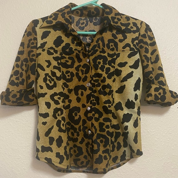 Leopard Print Poly 2 Piece Set Vintage Scary Spice Mob Wife Size S - Picture 2 of 8